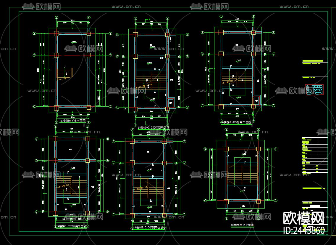 农贸市场3号楼地下室cad施工图下载（渲染图8）