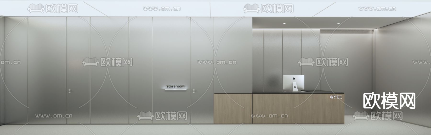 现代瑜伽馆前台su模型下载（渲染图3）