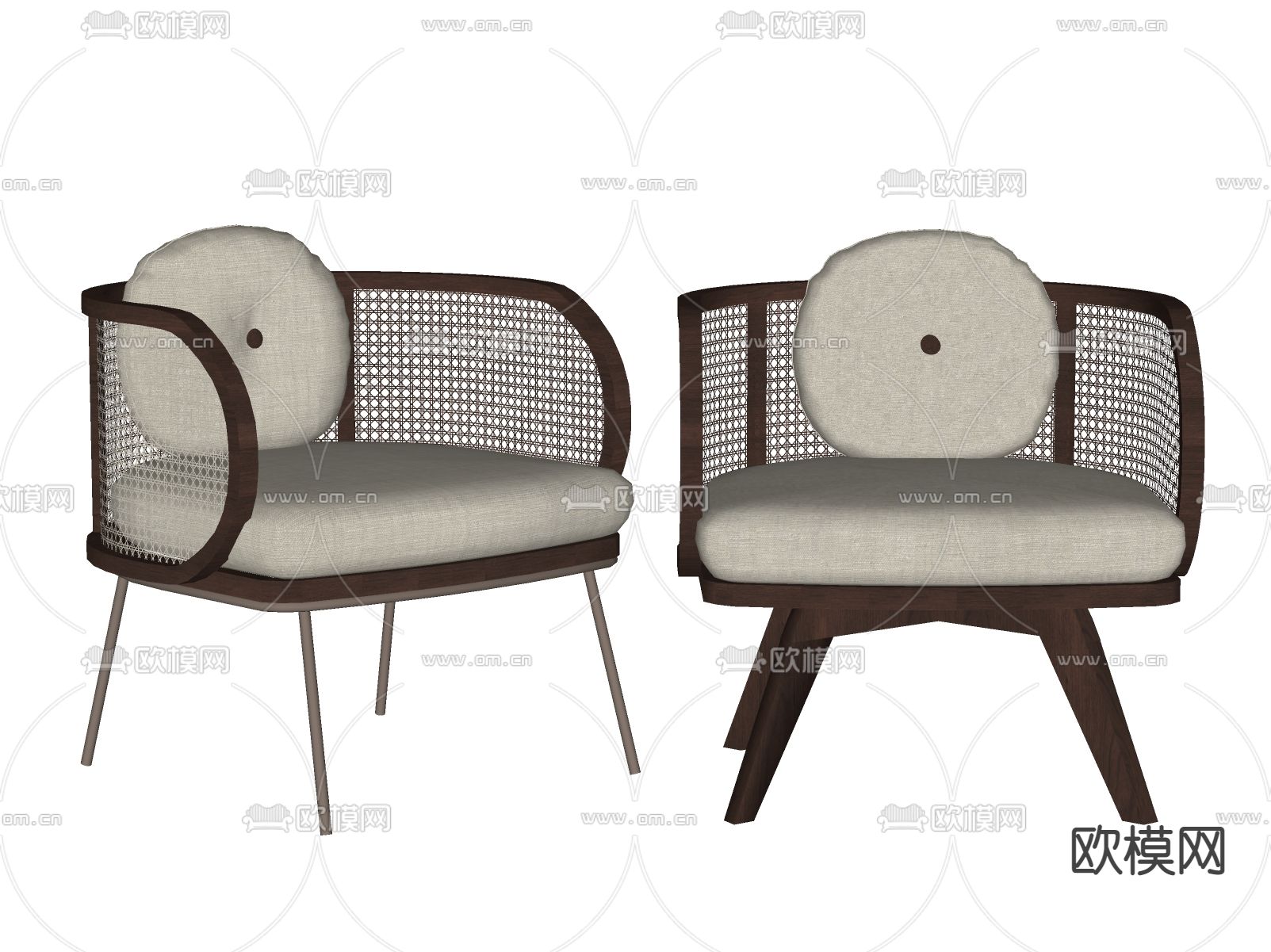 新中式休闲椅su模型下载（渲染图2）