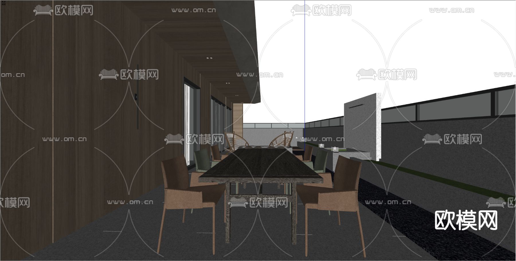 现代休闲露台su模型下载（渲染图2）