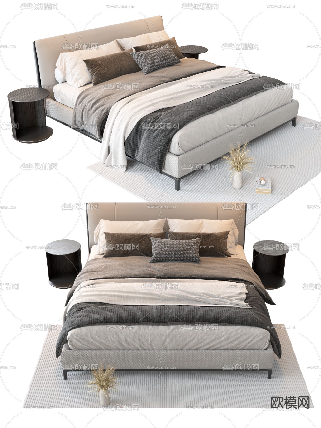 意大利 Meridiani Scott 双人床3d模型下载（渲染图3）