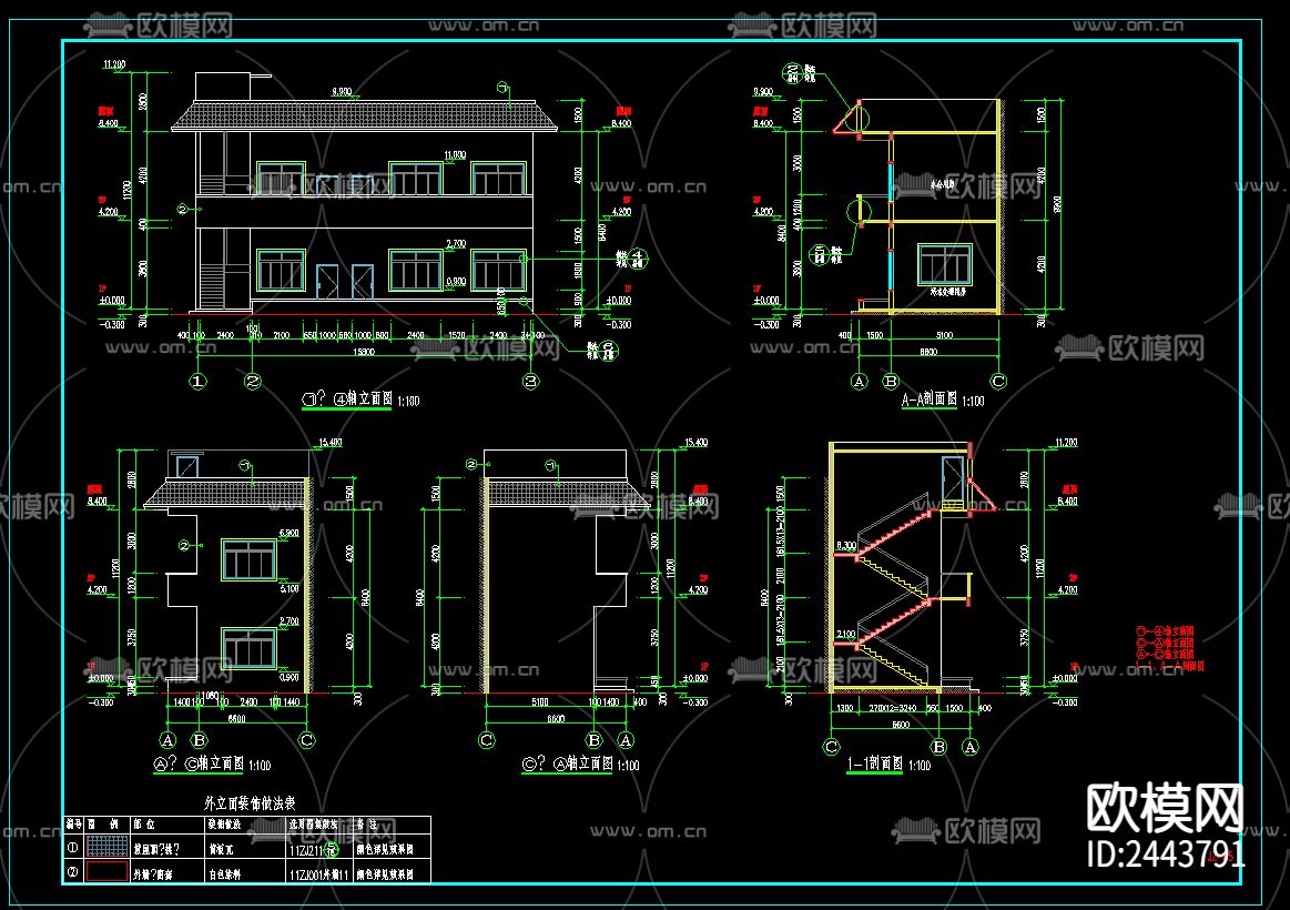 污水处理厂房cad施工图下载（渲染图1）