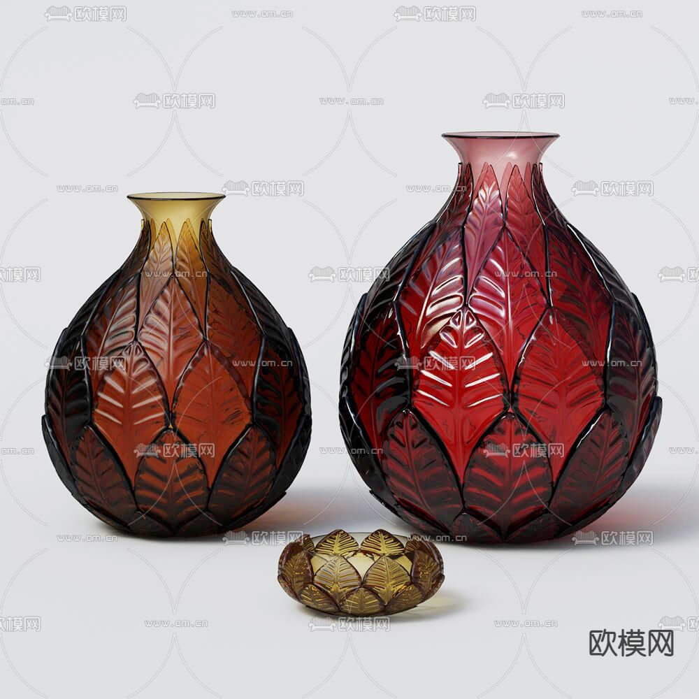 彩色玻璃花瓶3d模型下载