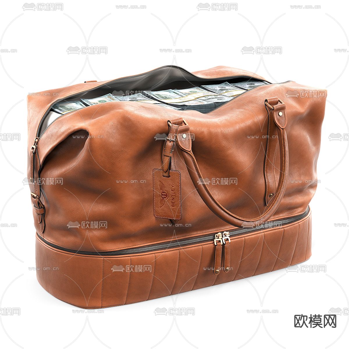 现代皮革行李包3d模型下载（渲染图1）