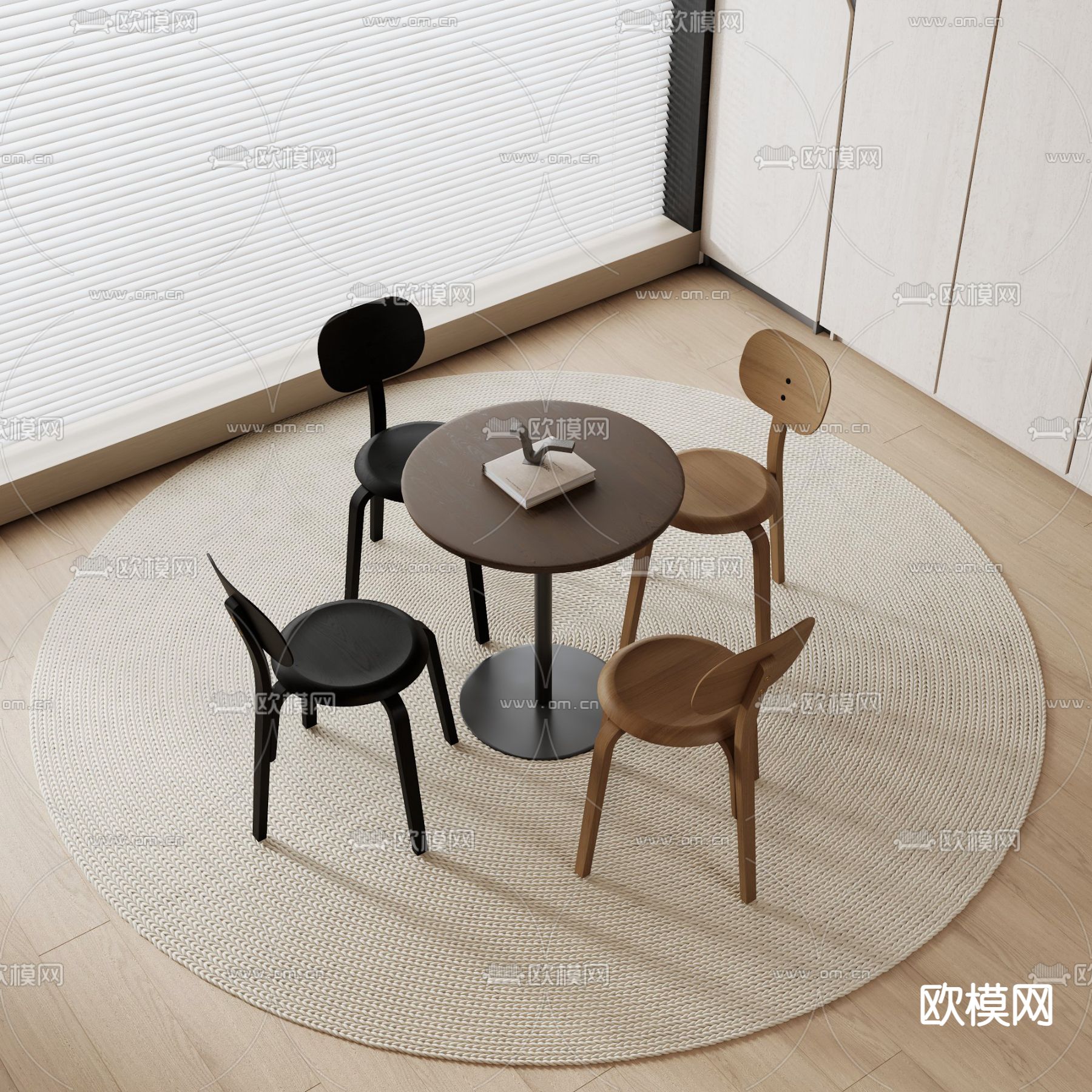 现代圆形休闲桌椅3d模型下载_ID12270840_3dmax免费模型-欧模网