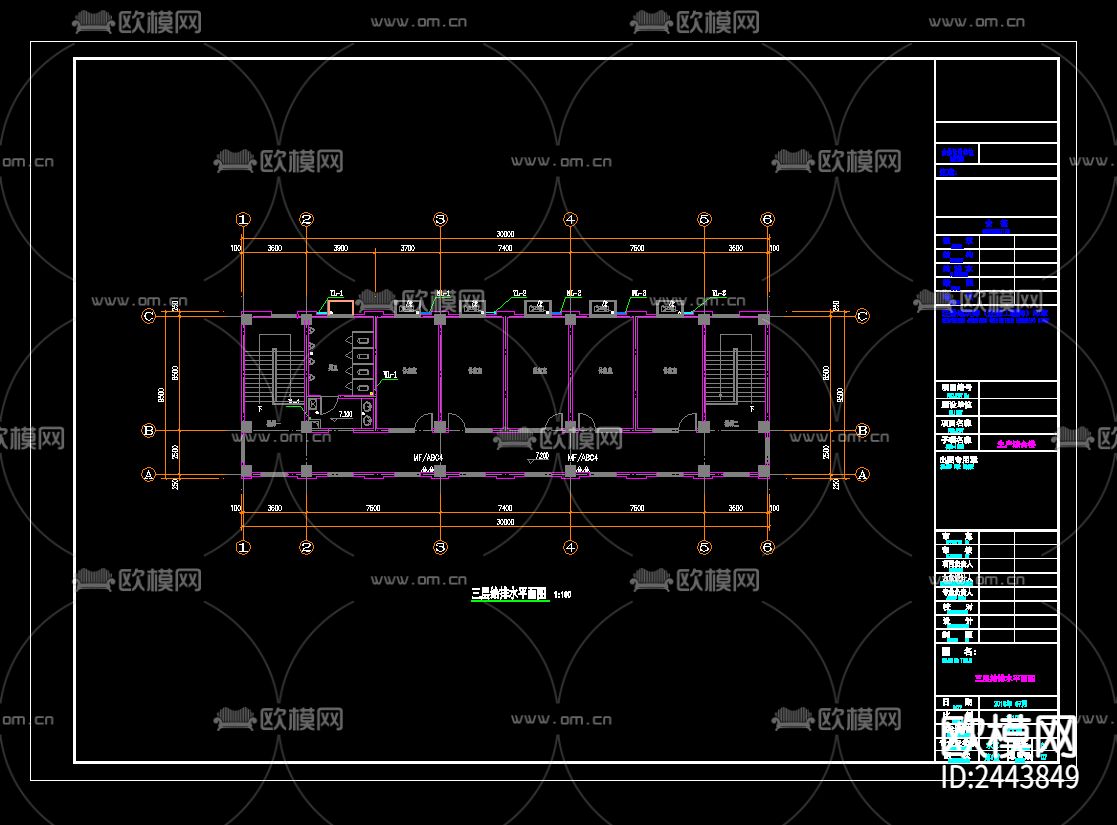 飞灰固化物填埋场一层排水cad平面图下载（渲染图3）