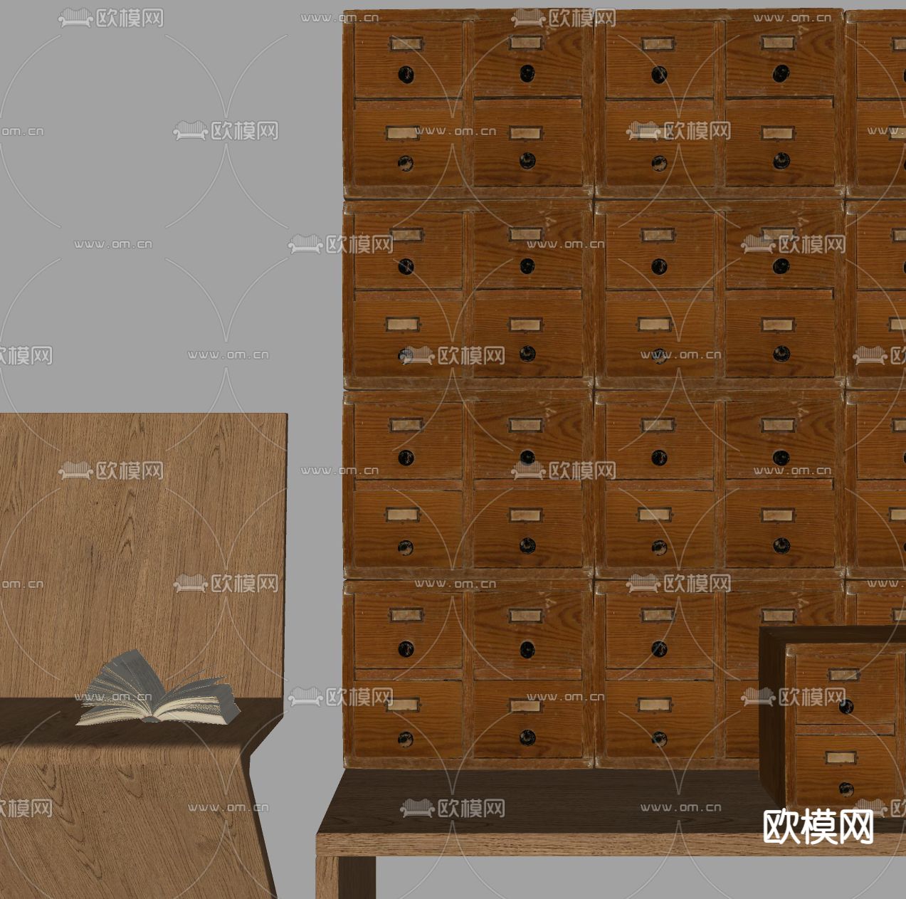 中式药材柜su模型下载（渲染图2）