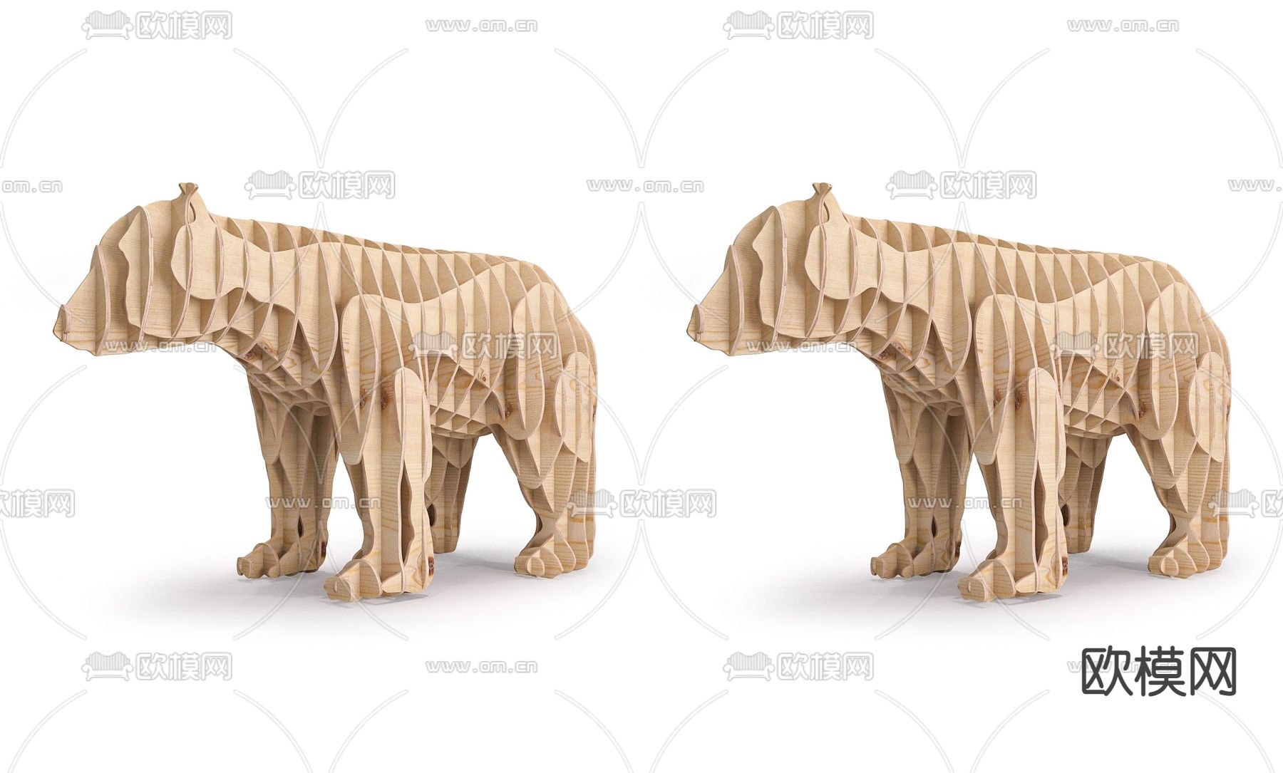 北欧北极熊 书架雕塑su模型下载（渲染图1）