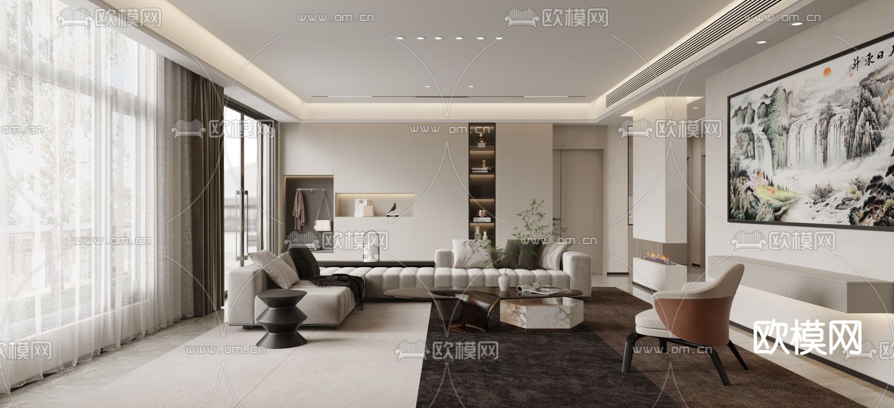 现代客餐厅3d模型下载_ID12270254_3dmax免费模型-欧模网