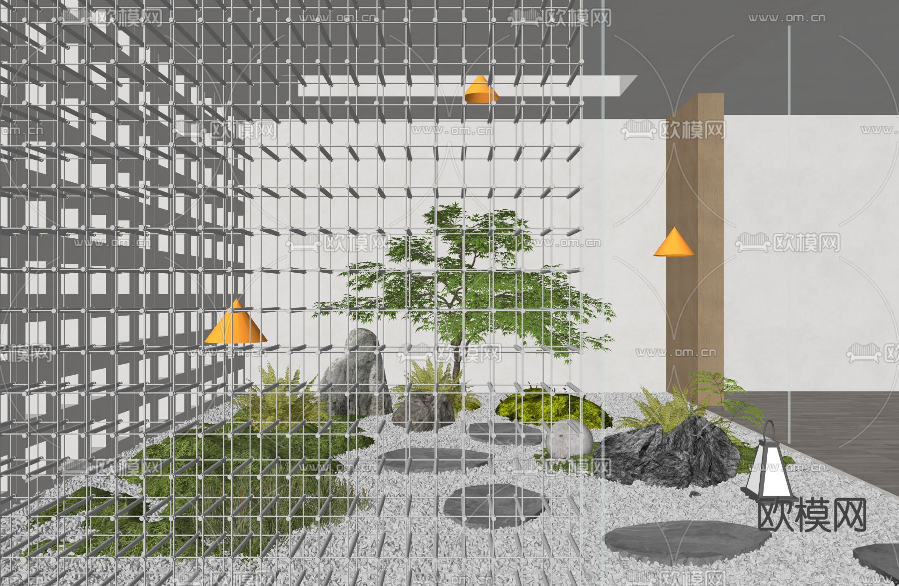 绿植山石 室内景观小品su模型下载（渲染图2）