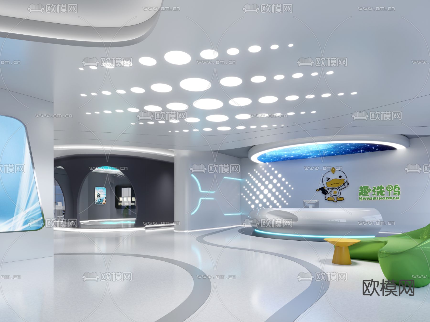 现代展厅免费3d模型下载（渲染图1）