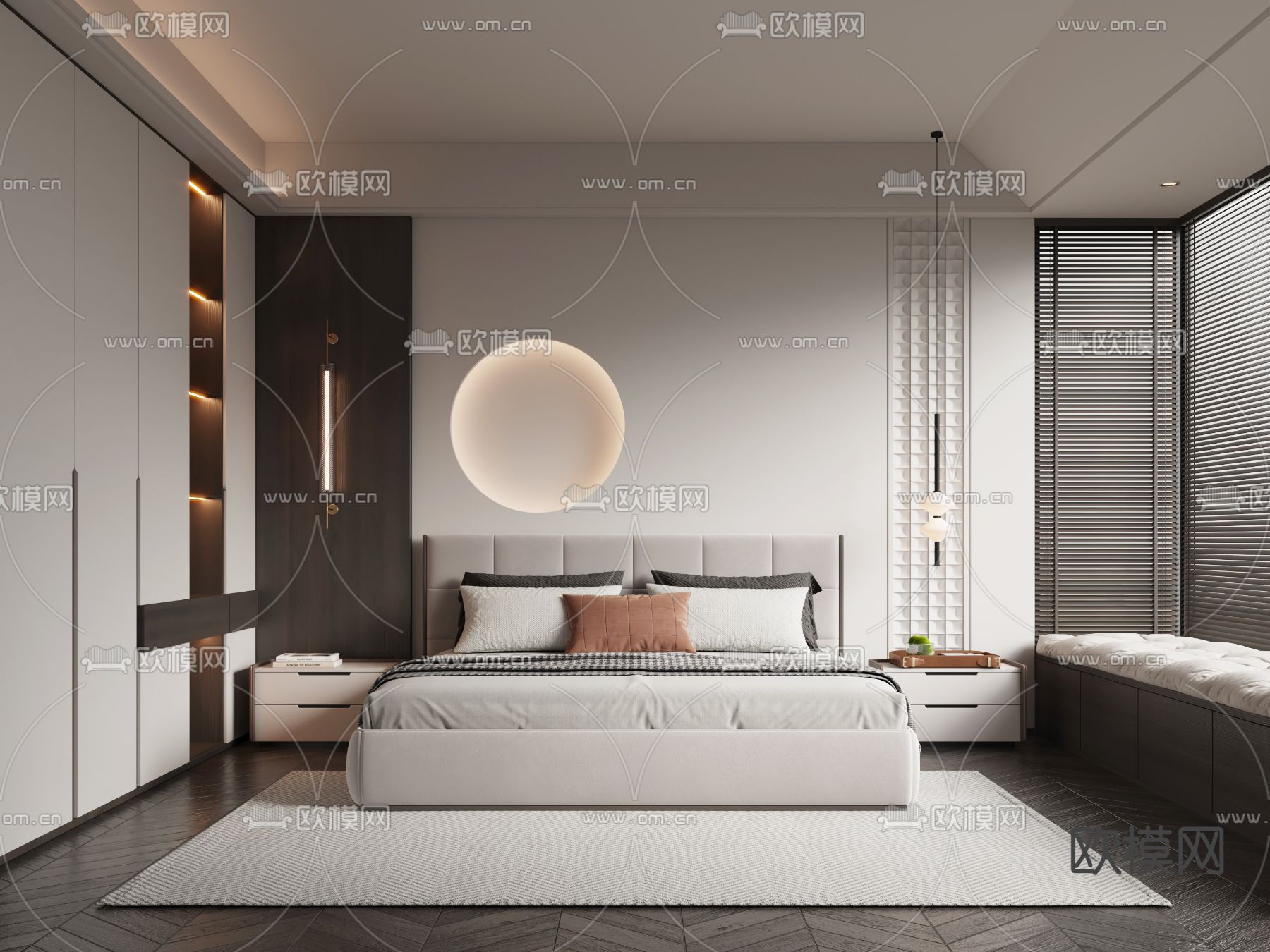 新中式卧室 主人房 主卧3d模型下载