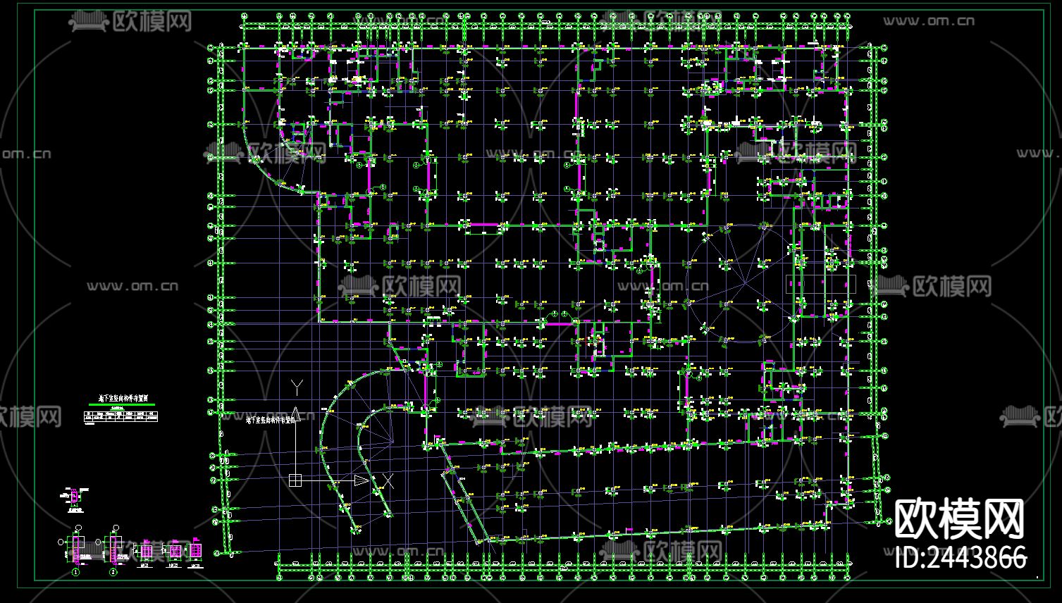 农贸批发市场地下室cad施工图下载（渲染图9）