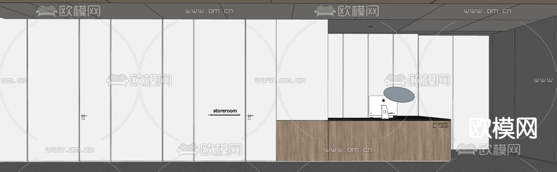 现代瑜伽馆前台su模型下载（渲染图4）