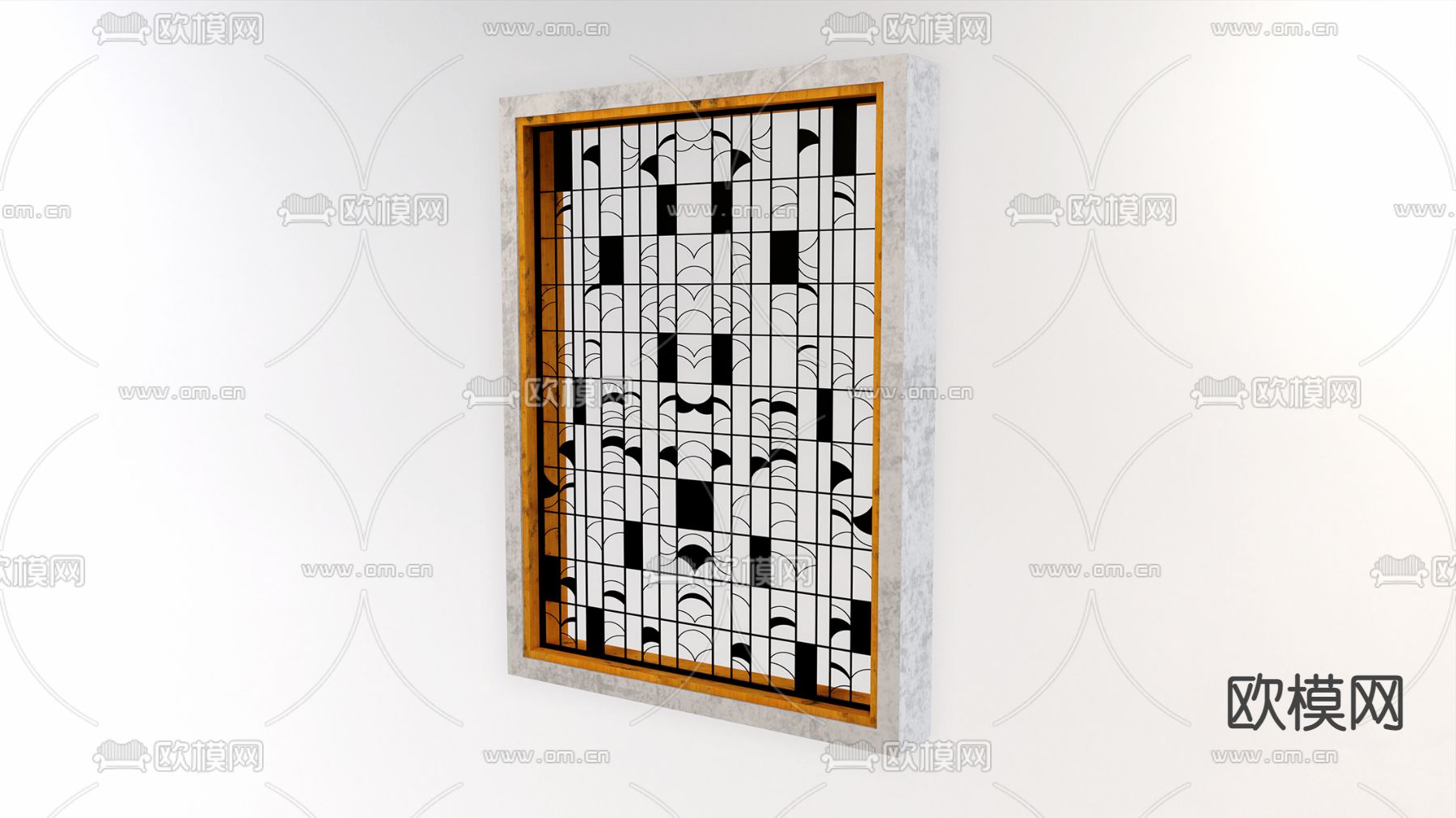 现代金属镂空隔断su模型下载（渲染图1）