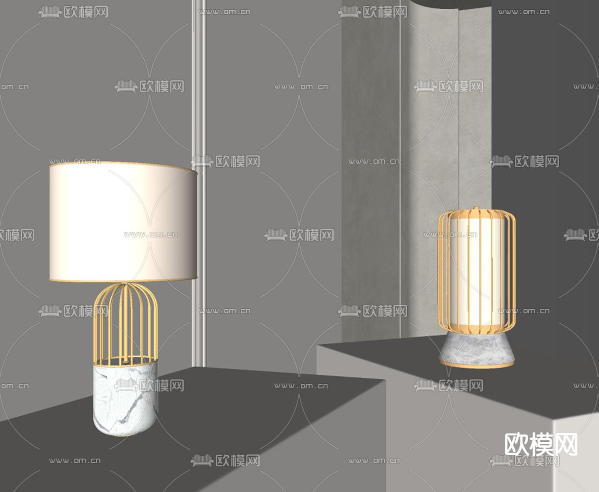 轻奢台灯su模型下载（渲染图2）