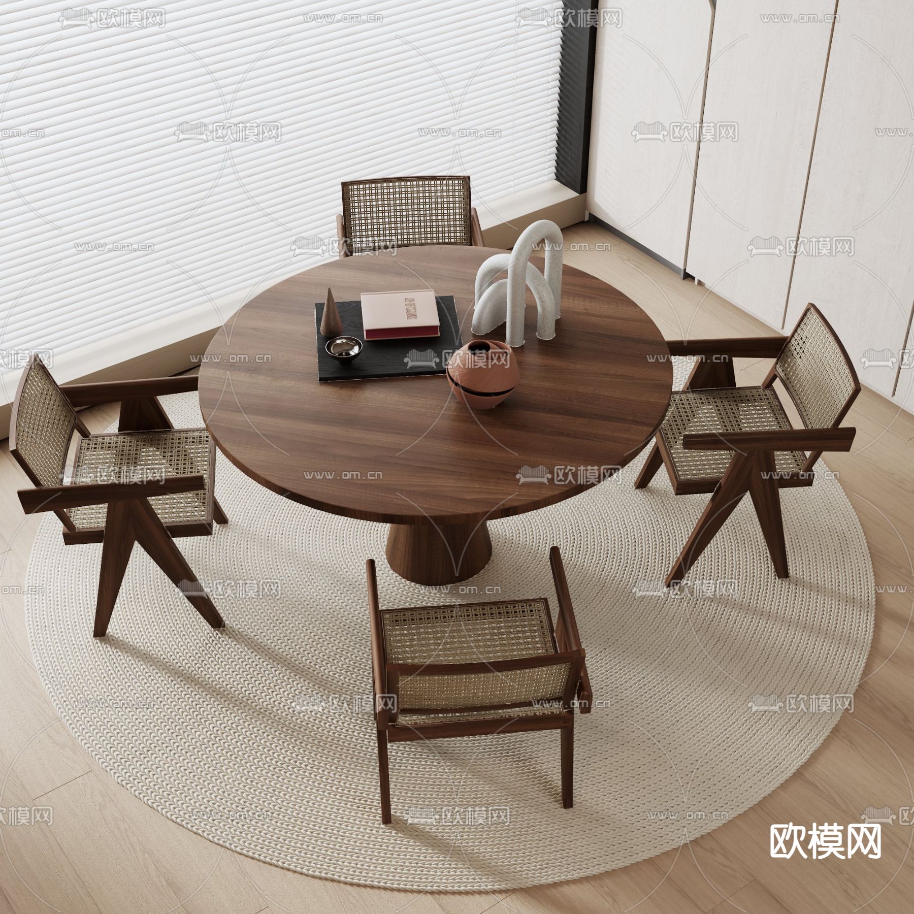 中式休闲桌椅 洽谈桌椅3d模型下载