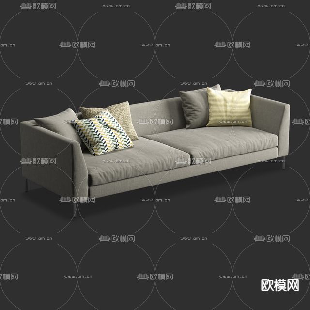现代简约布艺双人沙发免费3d模型下载_ID12271811_3dmax免费模型-欧模网