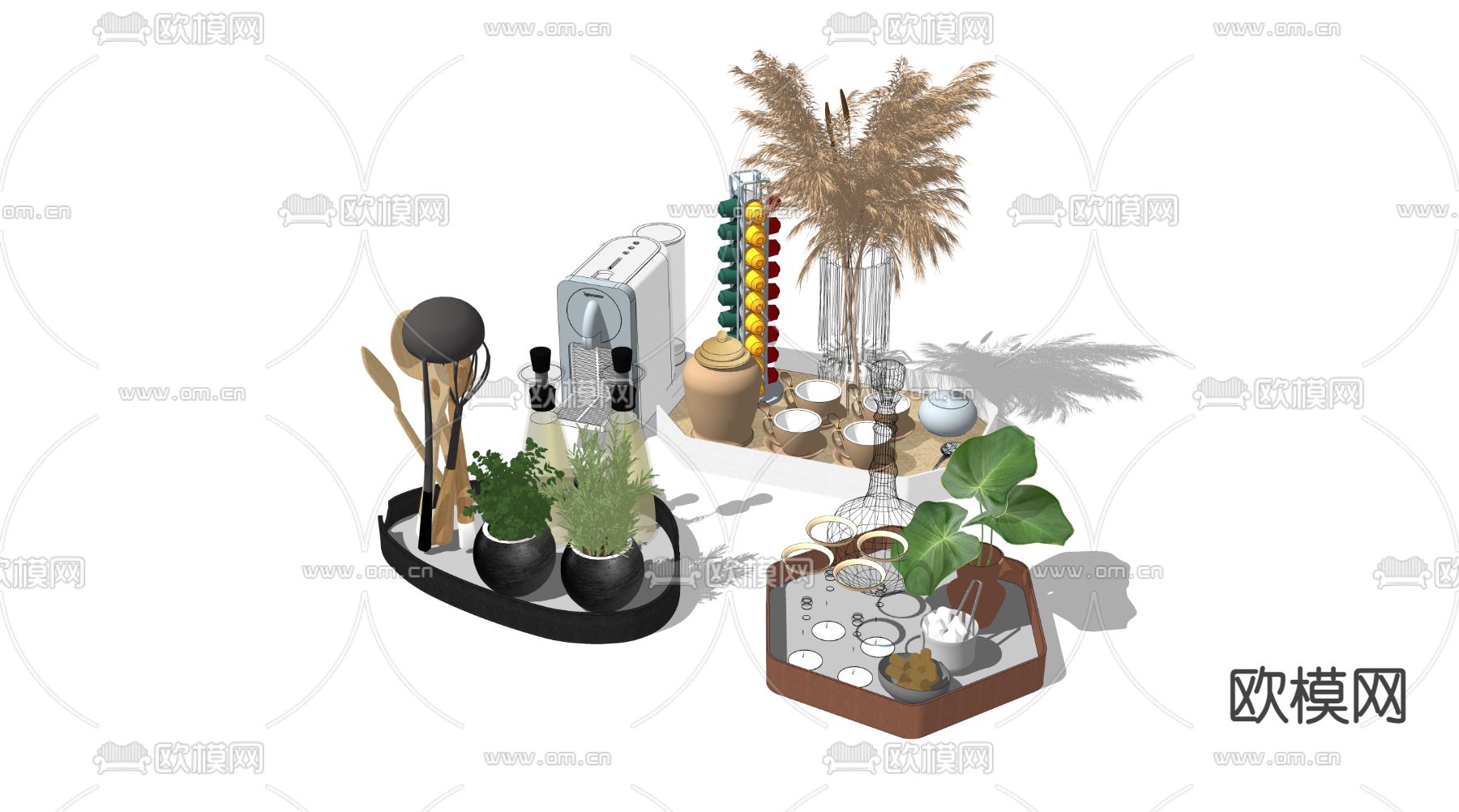 现代茶具 杯子su模型下载（渲染图2）