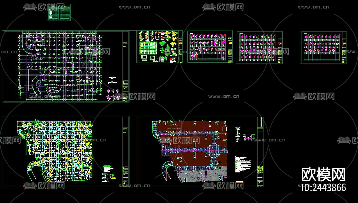 农贸批发市场地下室cad施工图下载（渲染图3）
