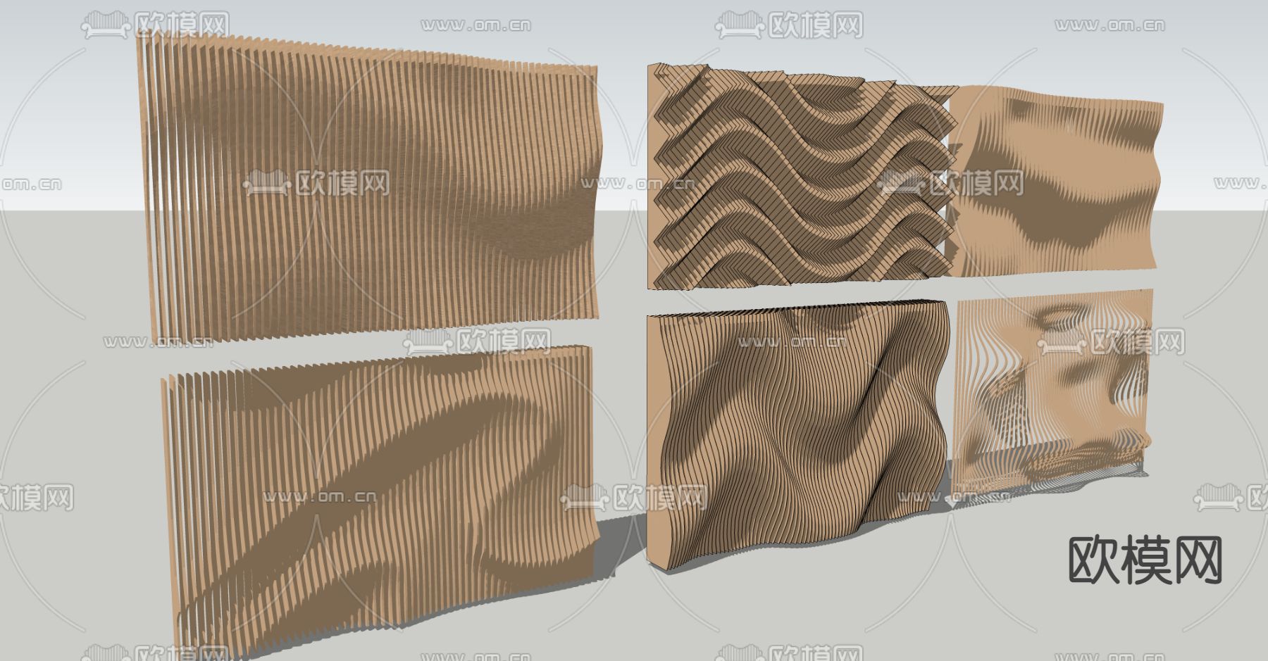 现代异形吊顶su模型下载（渲染图2）