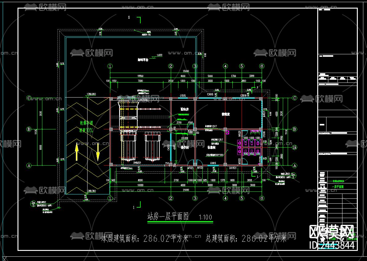 垃圾转运小站cad施工图下载（渲染图2）
