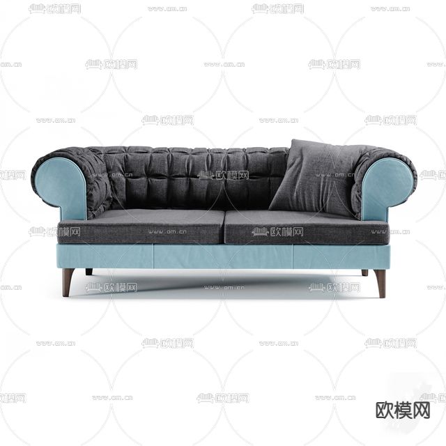 现代简约创意布艺双人沙发免费3d模型下载