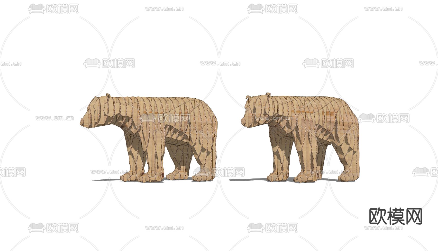 北欧北极熊 书架雕塑su模型下载（渲染图2）