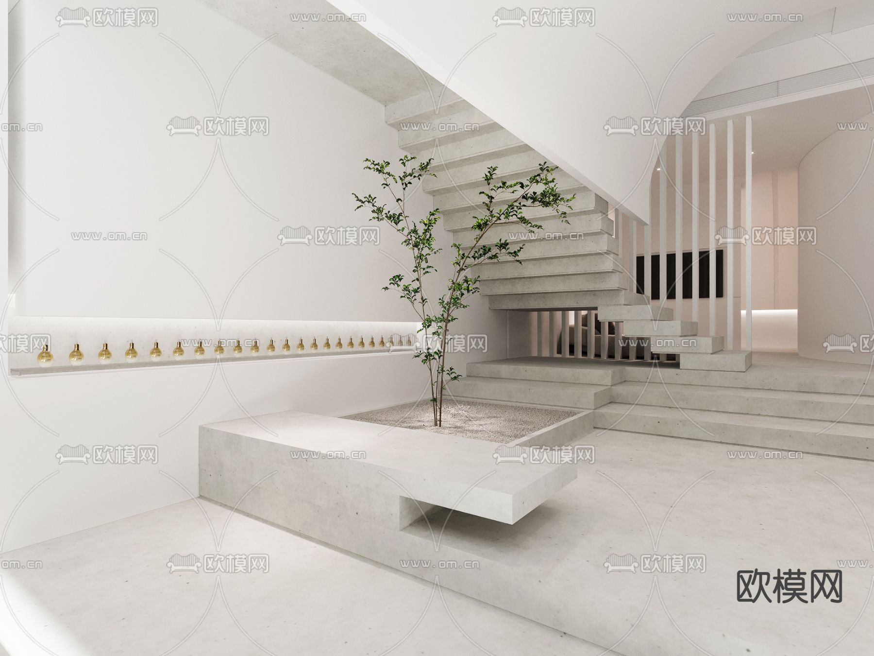 奶油风SPA前台 接待台su模型下载（渲染图3）