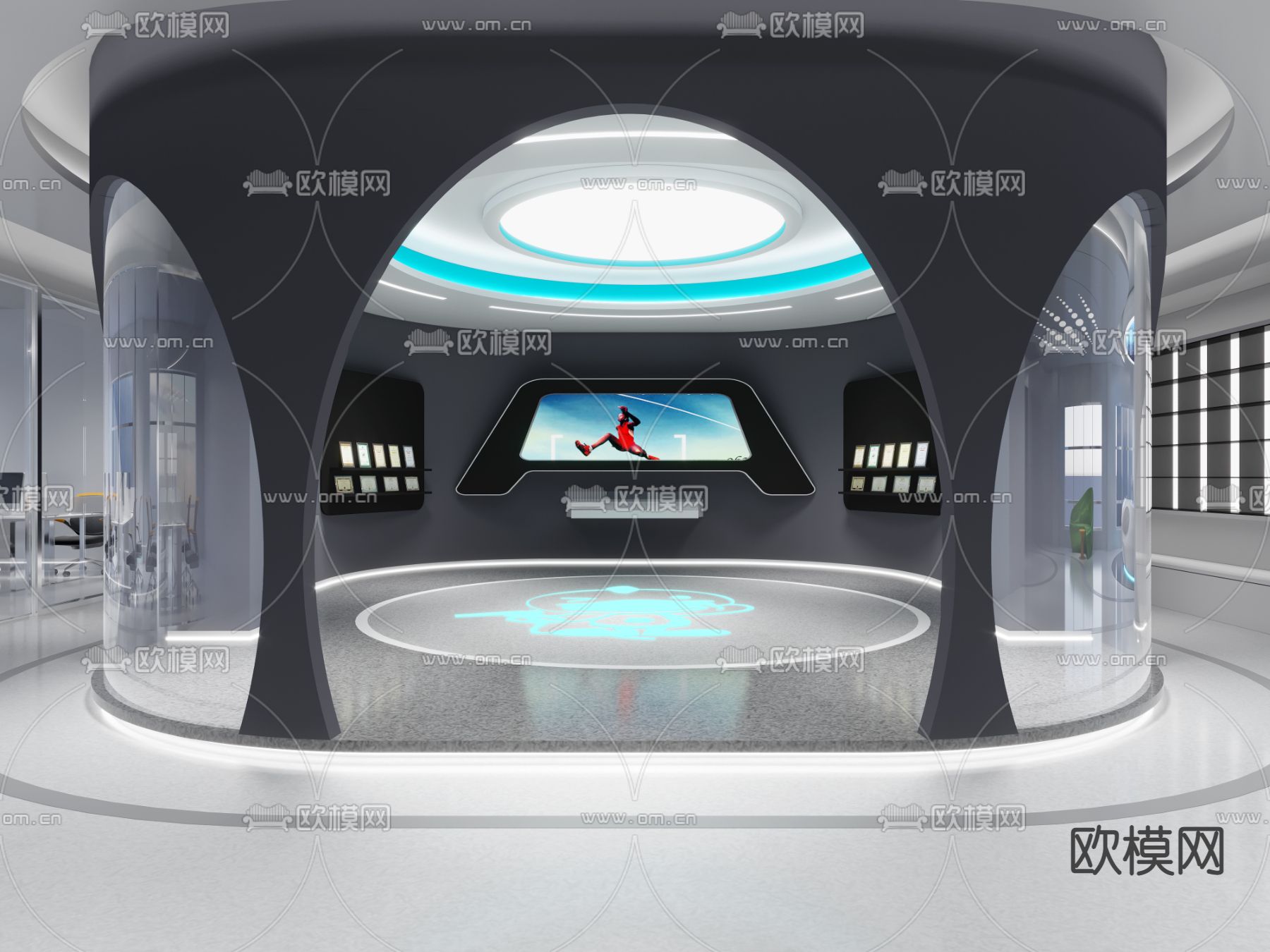 现代展厅免费3d模型下载（渲染图2）