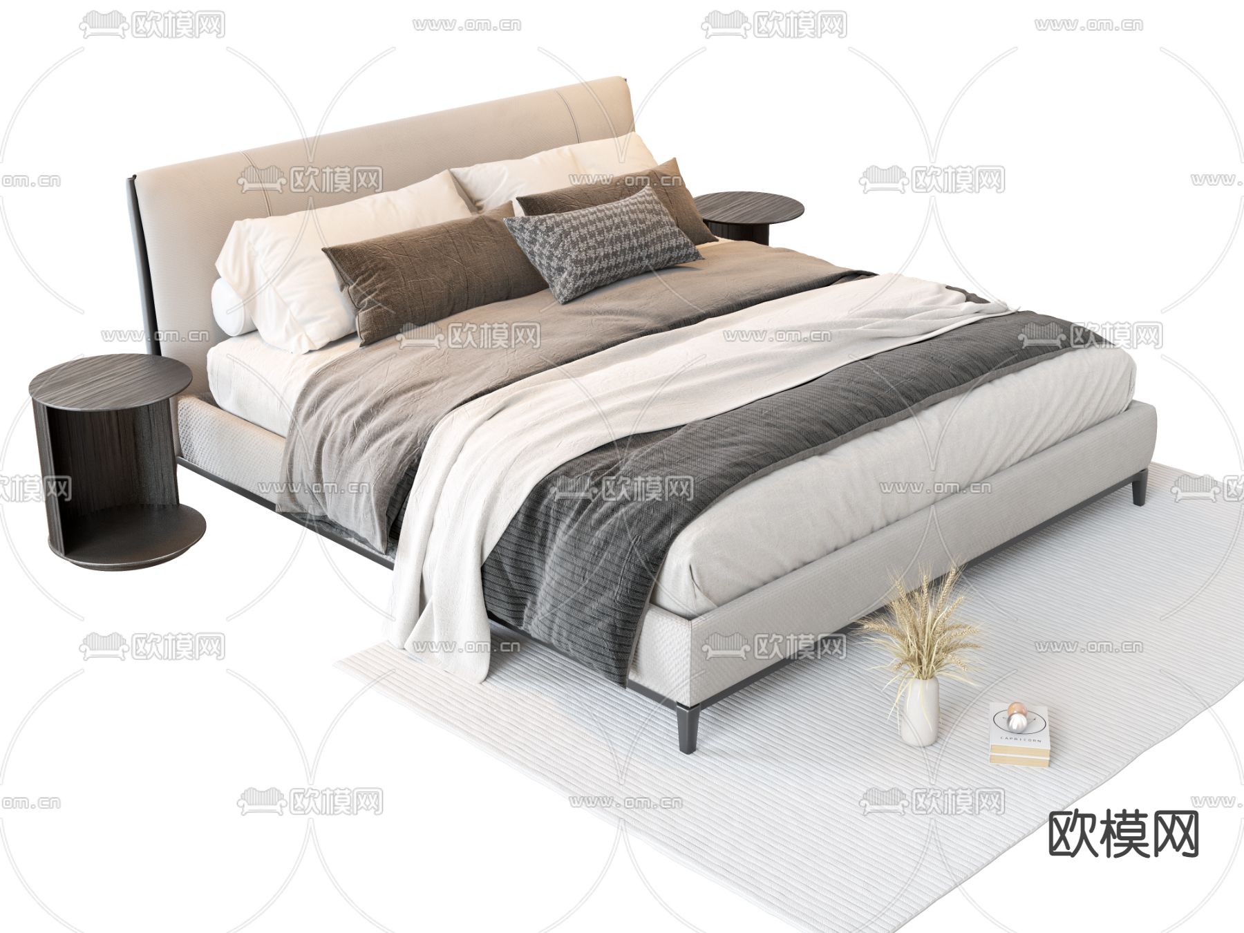 意大利 Meridiani Scott 双人床3d模型下载（渲染图2）