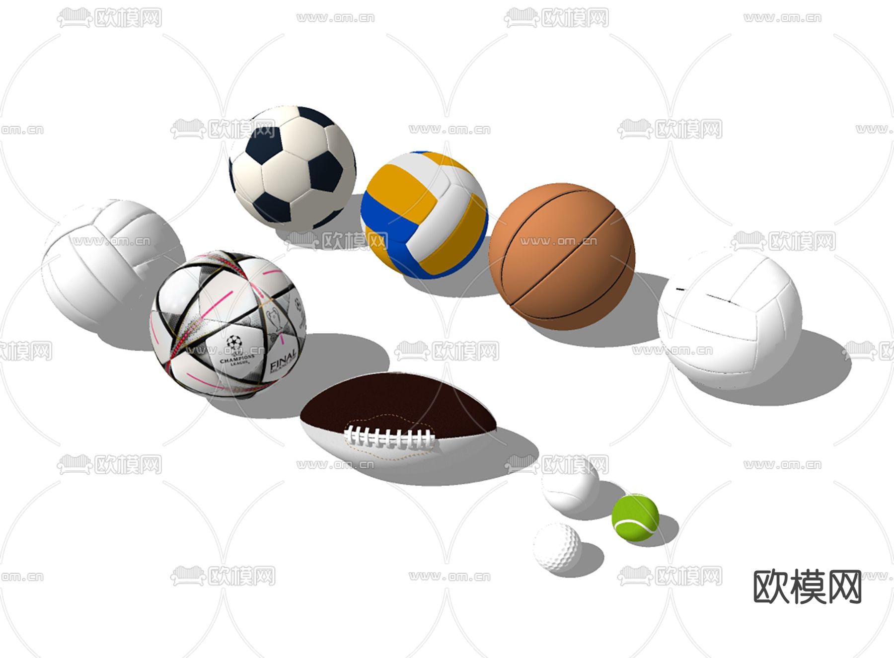 球类器材 体育用品su模型下载（渲染图2）