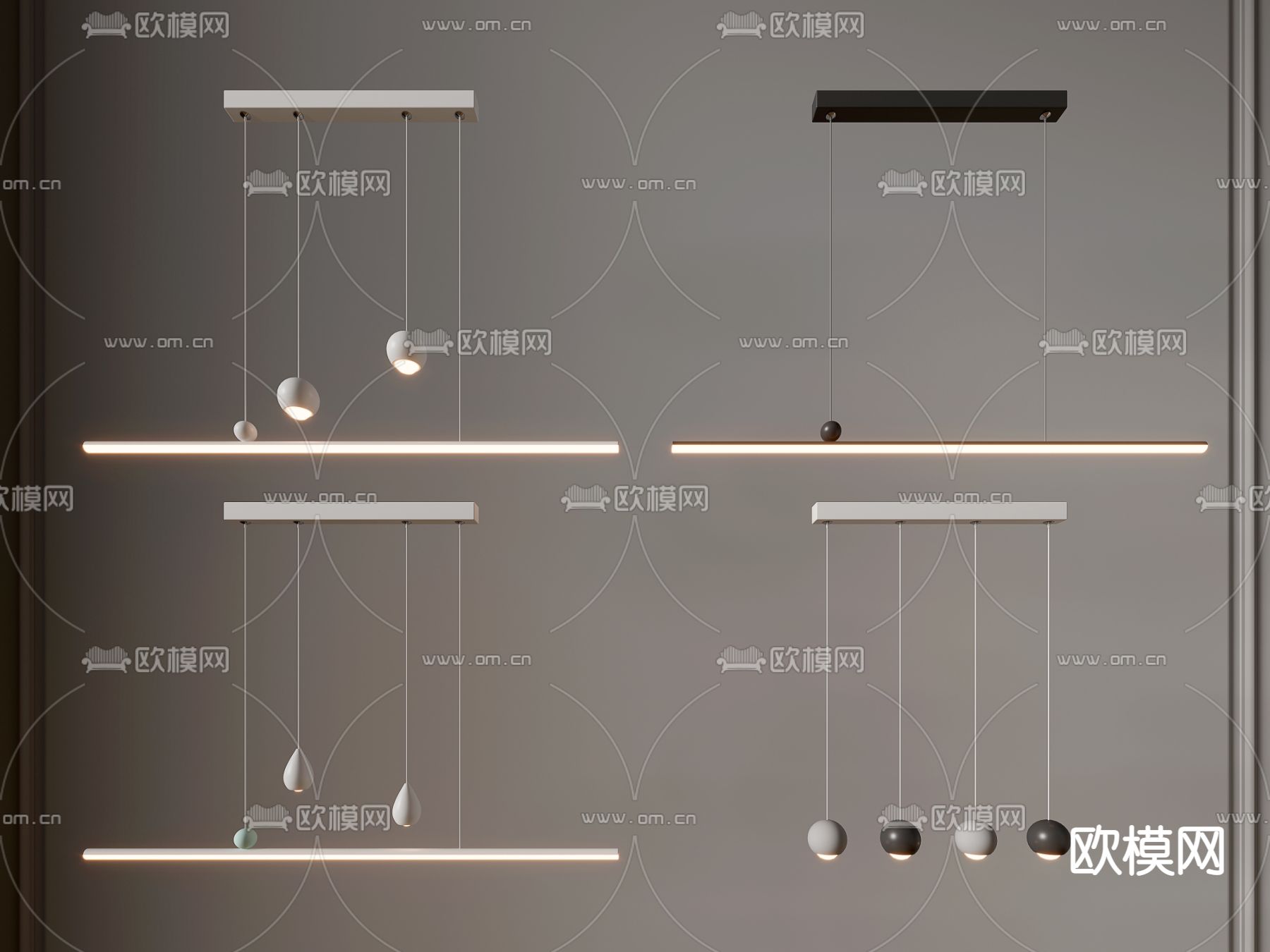 现代金属吊灯su模型
