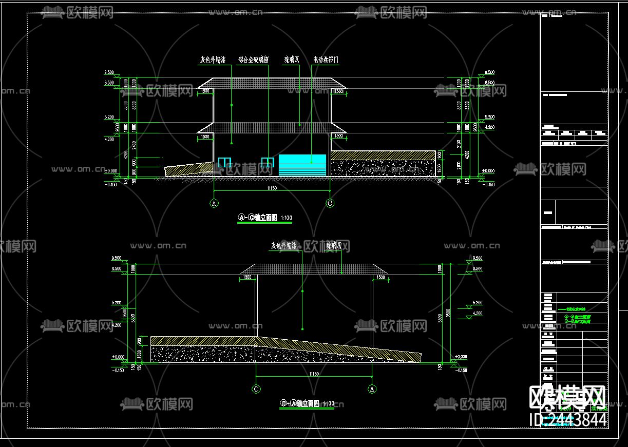 垃圾转运小站cad施工图下载（渲染图5）