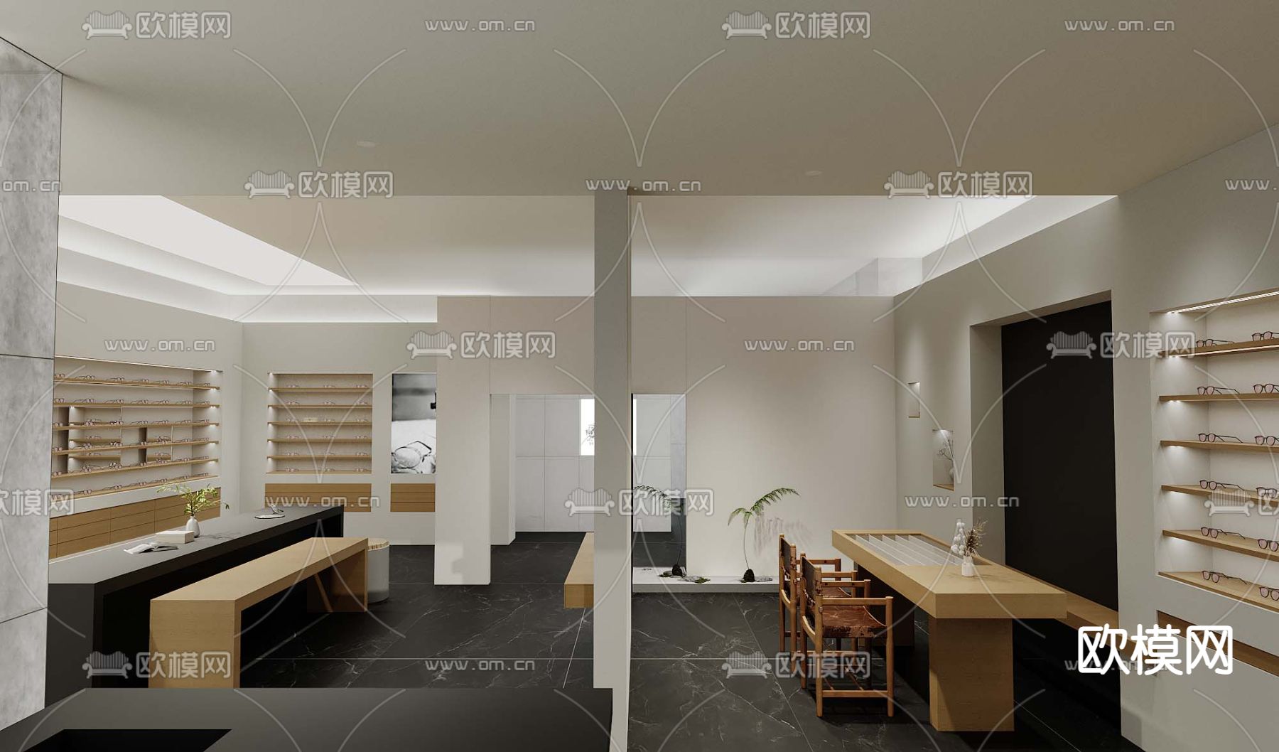 现代眼镜店su模型