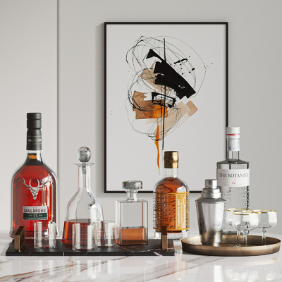  洋酒 酒水酒瓶su模型 