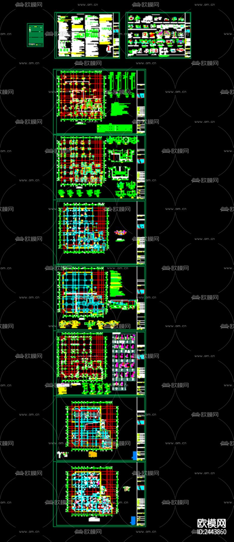 农贸市场3号楼地下室cad施工图下载（渲染图2）