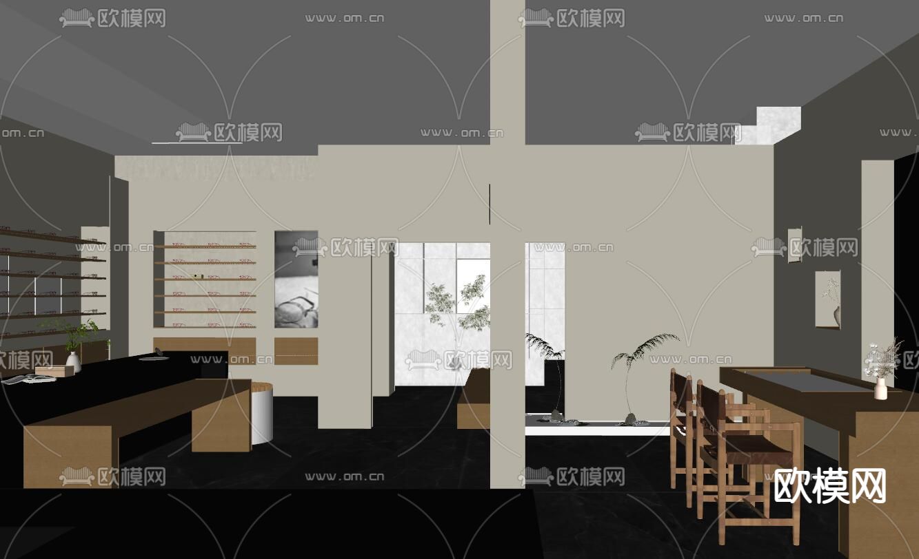 现代眼镜店su模型