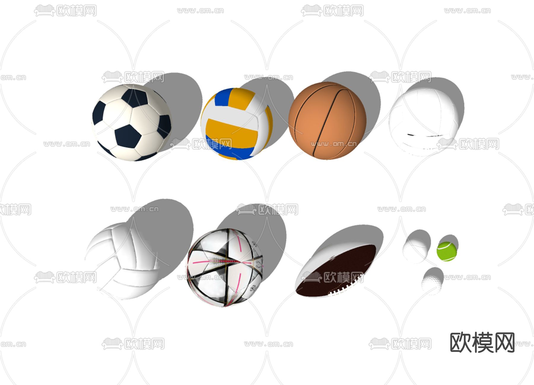球类器材 体育用品su模型下载（渲染图1）