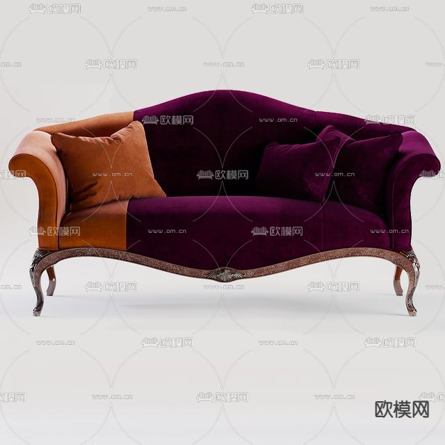 欧式复古创意双人沙发免费3d模型下载