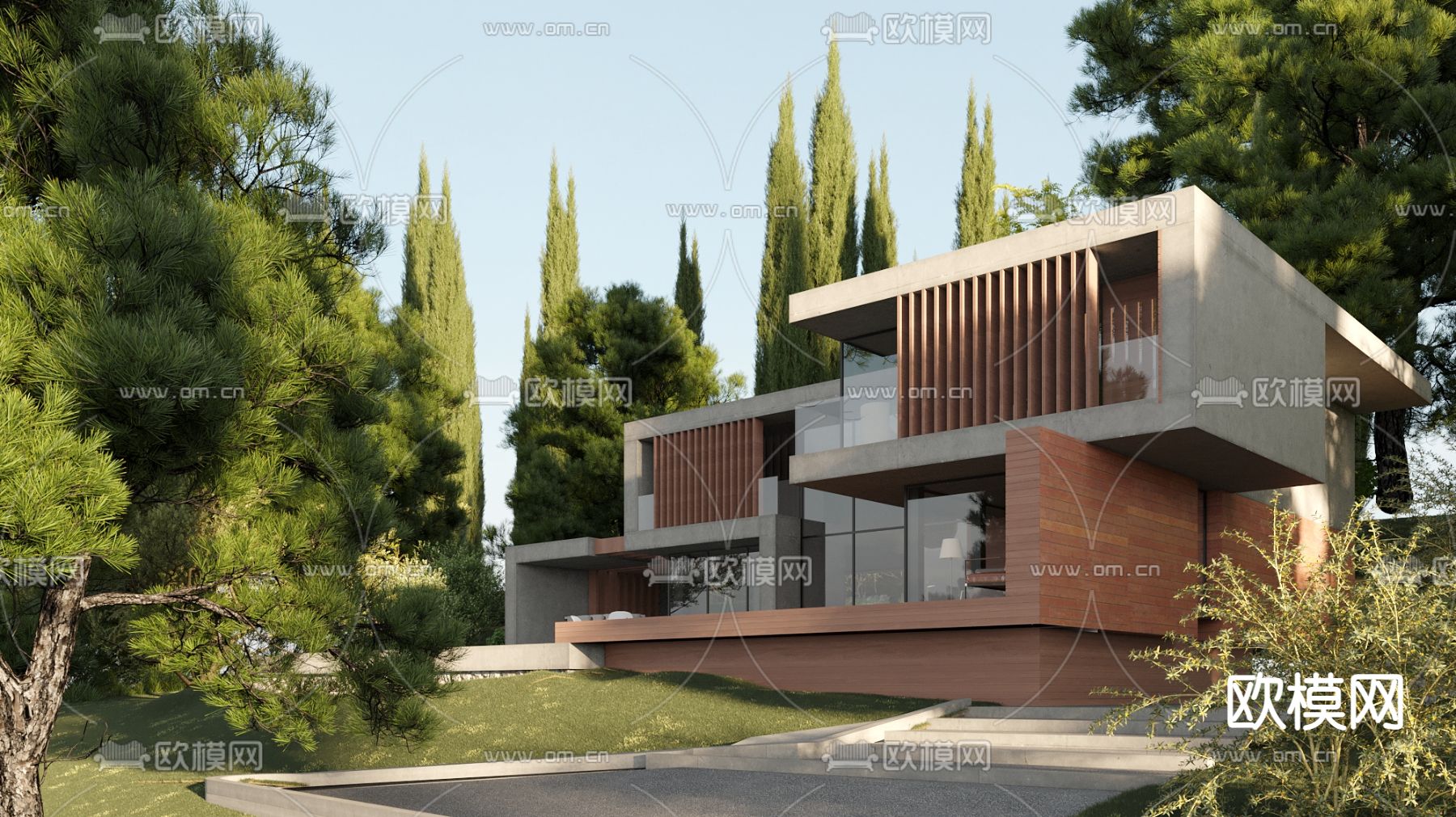 别墅外观3d模型下载（渲染图2）
