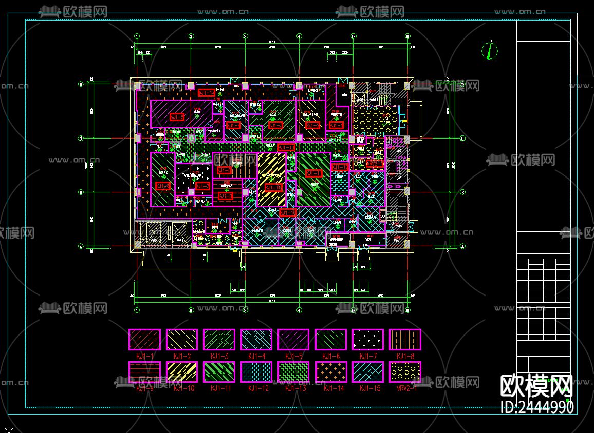 单层厂房生产车间暖通cad施工图下载（渲染图4）