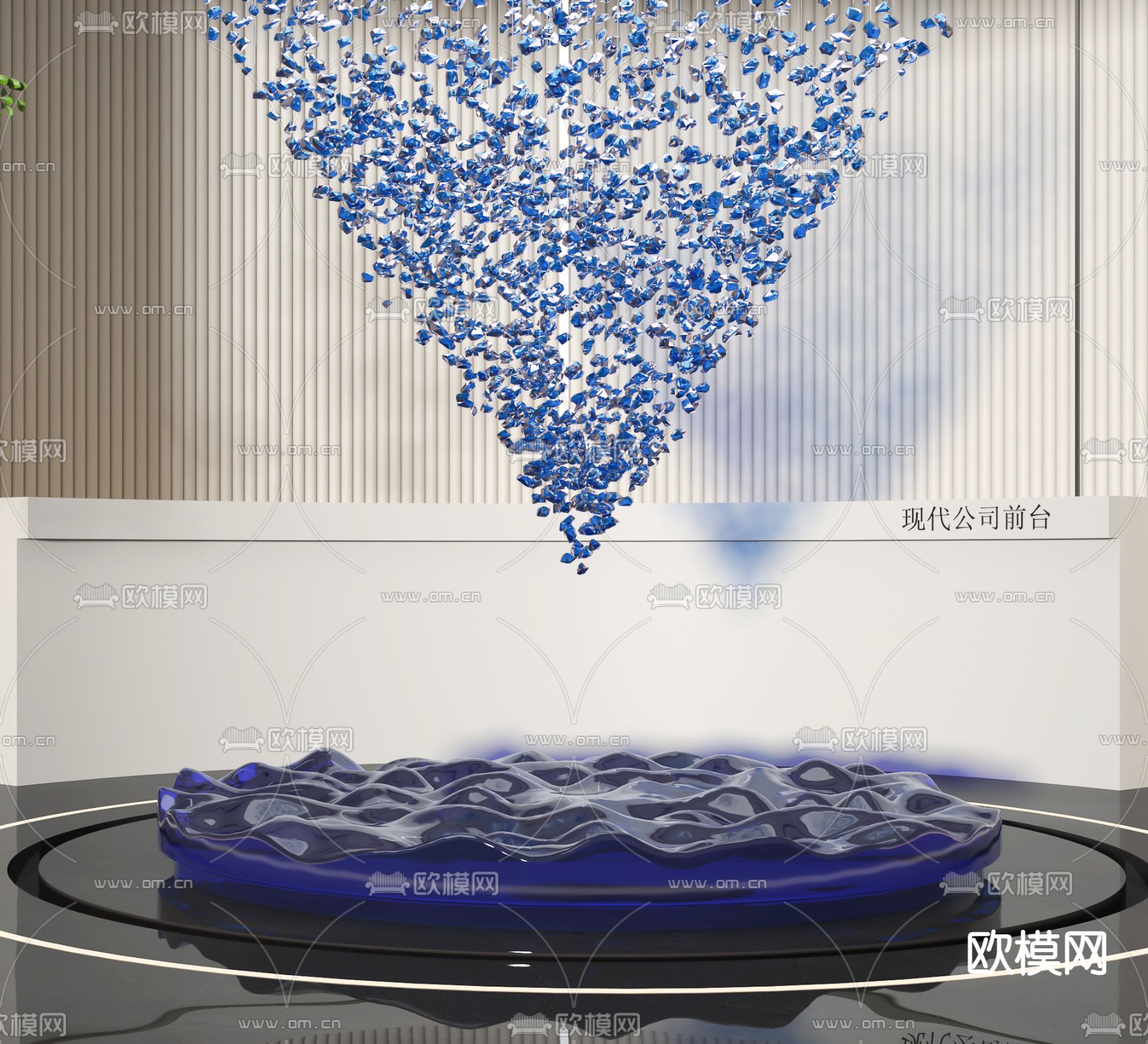 现代公司前台 接待台3d模型下载（渲染图2）