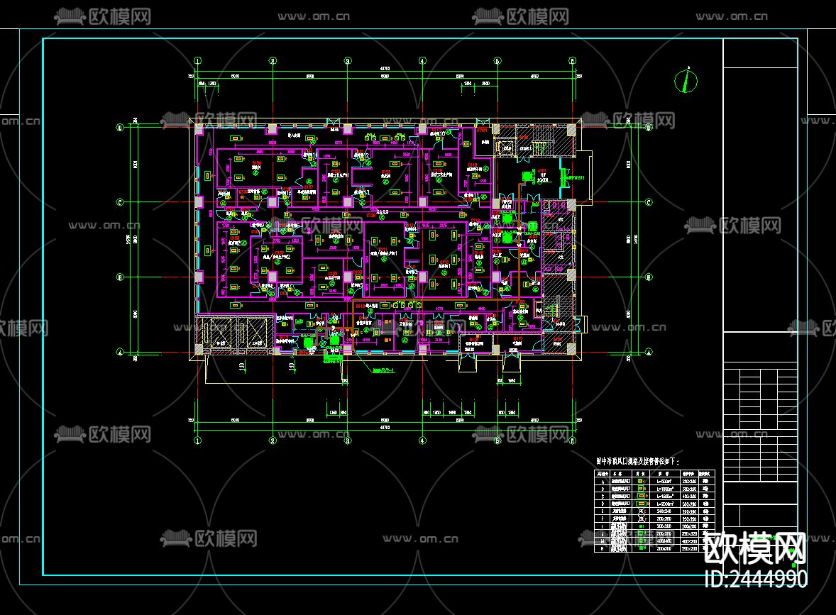 单层厂房生产车间暖通cad施工图下载（渲染图6）