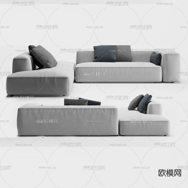 现代简约创意多人沙发免费3d模型下载