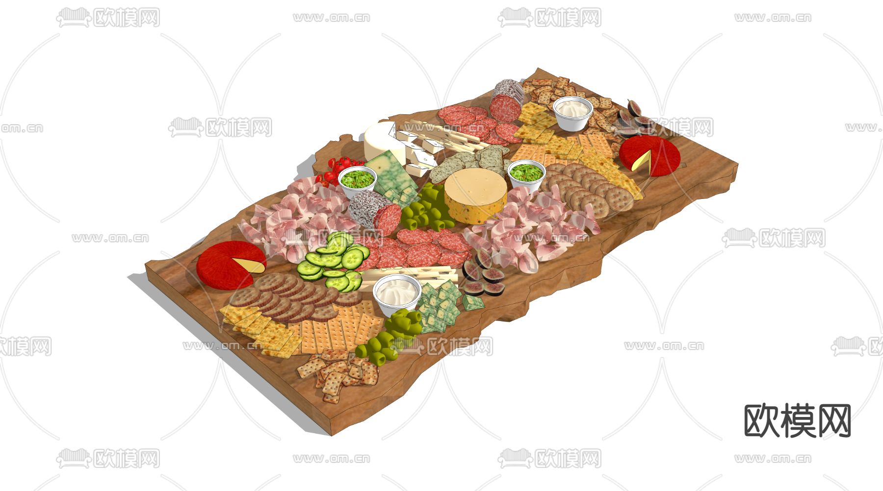 野餐食物菜肴su模型下载（渲染图3）