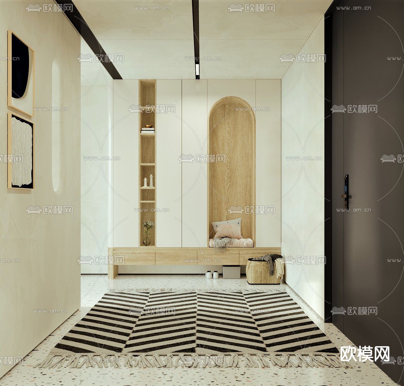 侘寂风玄关 过道su模型下载_ID12272249_sketchup模型下载-欧模网