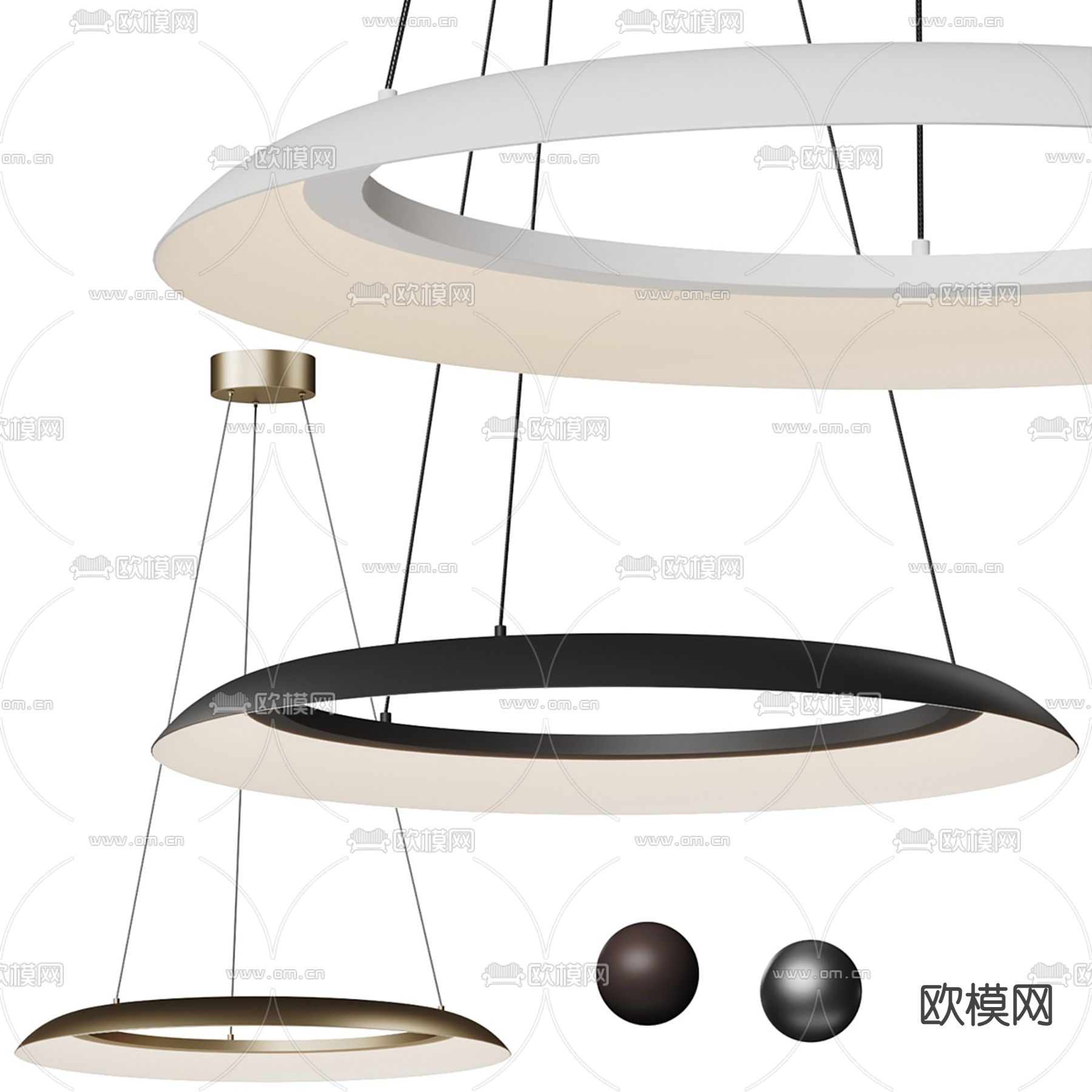 环形吊灯 大厅灯3d模型下载_ID12271479_3dmax免费模型-欧模网