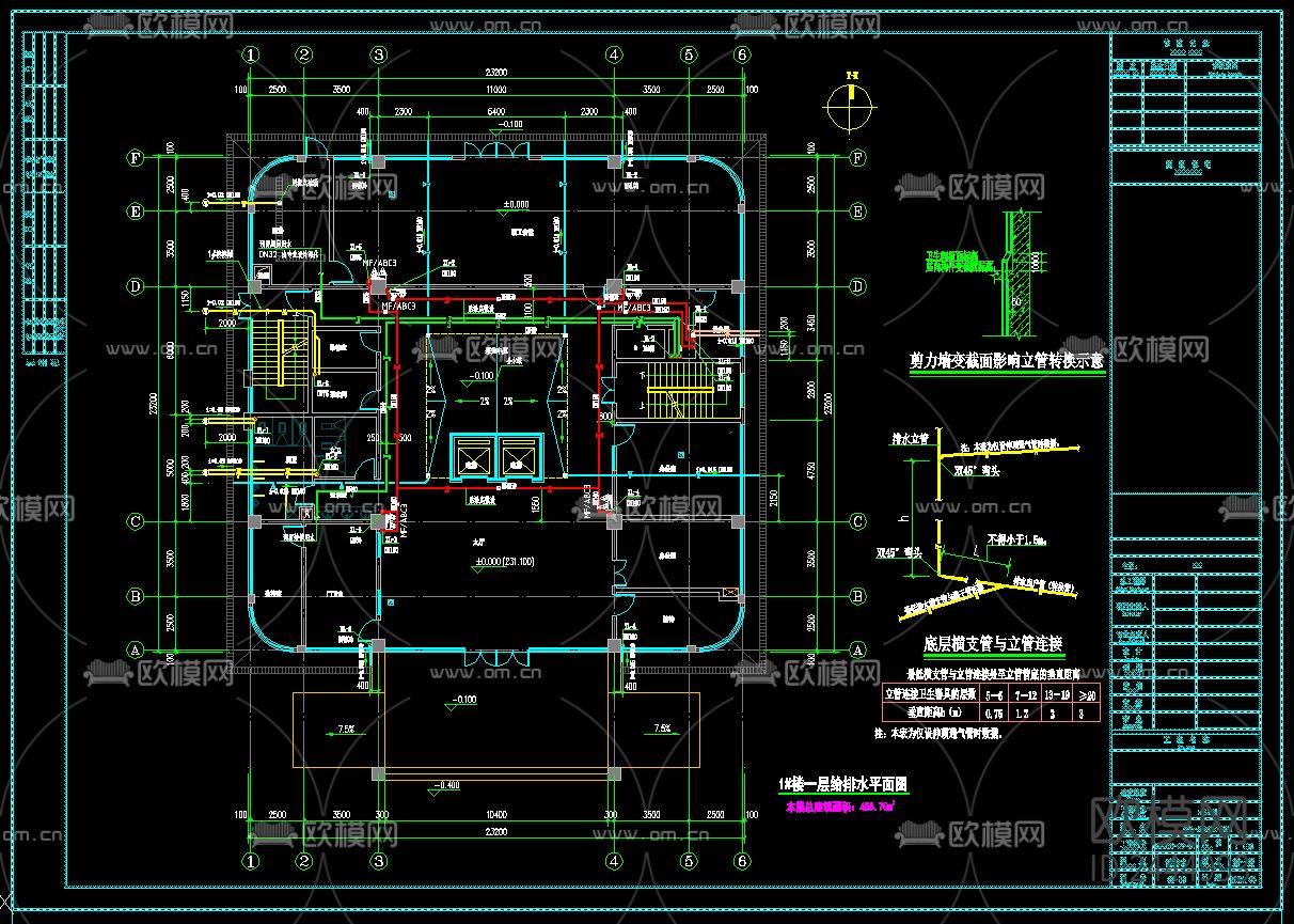 大渡口建桥工业项目1楼给排水cad施工图下载（渲染图4）