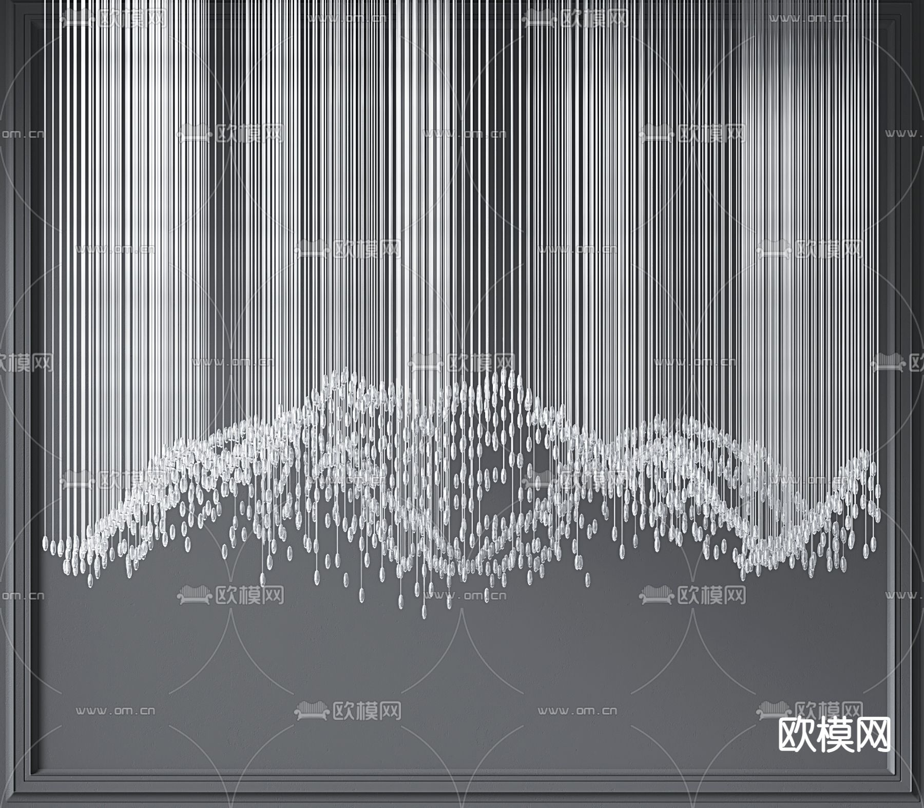 水晶山脉装饰灯 大堂吊灯su模型